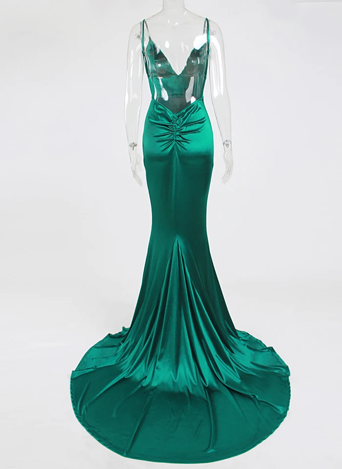 Бордовые платья макси с открытой спиной Зеленые Вечерние платья с v-образным вырезом длиной до пола элегантные платья с открытой спиной с юбкой-годе
