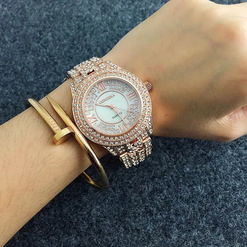 CONTENA блестящие полностью алмазные часы роскошные часы-браслет со стразами женские часы модные женские часы mujer