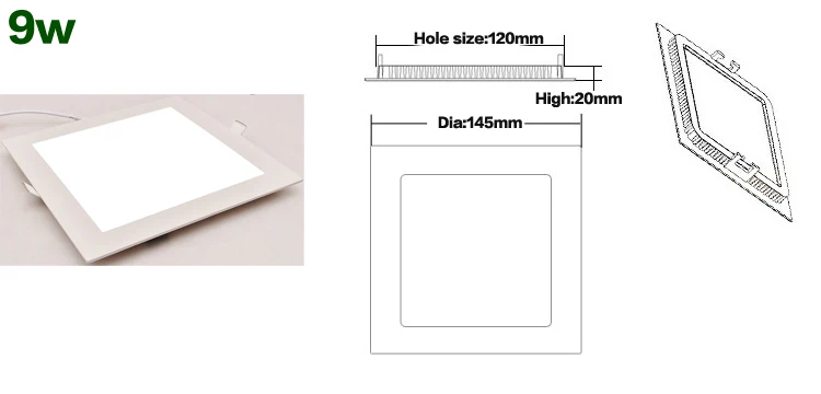 Встраиваемый светодиодный потолочный светильник 3-25 Вт теплый белый/натуральный белый/холодный белый квадратный ультра тонкий