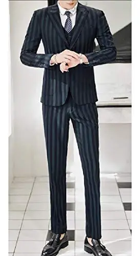 

(Jacket+vest+pants)2019 Custom Slim Fit Stripe Two-Button Regular Fit 3 Pieces Casual Blazer Suit costume homme ternos masculino