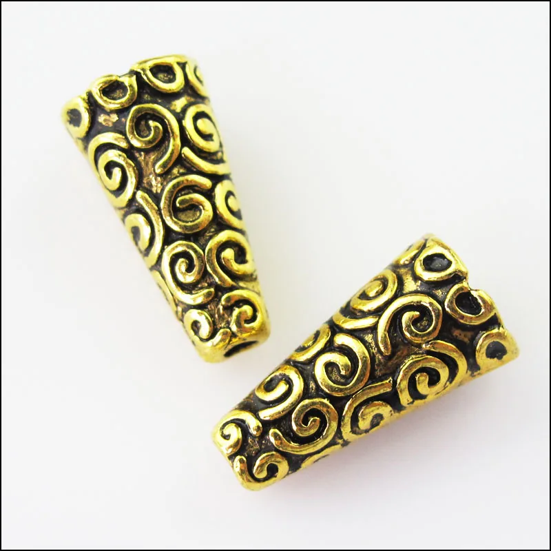 

Fashion 8Pcs Antiqued Gold Tone Clouds Cone End Bead Caps Connectors 9x18mm