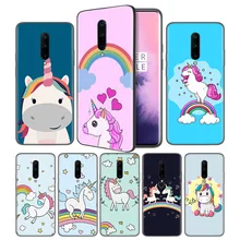 Unicorn On Rainbow Jetpack Soft Black Silicone Case Cover for OnePlus 6 6T 7 Pro 5G Ultra-thin TPU Phone Back Protective