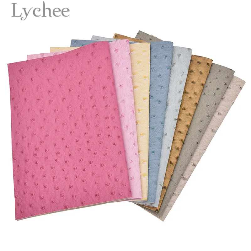 Lychee 1 предмет A4 тиснением Ostrich Pattern ПВХ кожа ткань синтетическая DIY Материал с
