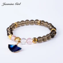 

Trendy Natural Stone Leaf Pendant Coffee Bead Bracelet Vintage Charm Round Chain Beads Bracelets Jewelry For Women Friend Gift