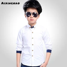 Aixinghao/белые рубашки для мальчиков Весенняя Детская рубашка для свадьбы детская одежда с длинными рукавами повседневная школьная рубашка для мальчиков-подростков возрастом 8, 10, 12 лет