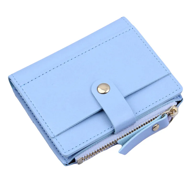 Light blue Модный женский кошелек, милый, карамельный цвет, маленький, для монет, на молнии, кошелек, для карт, упаковка, полиуретан, 9X2X10,5 см, держатель для паспорта, кошелек для карт#82015 - Цвет: Light blue