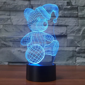 

Cute cartoon cap bear LED night light 7 Changing Colors usb light lamp children bed light for family decoration or kids gift