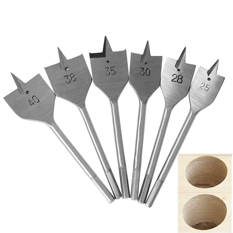 6pcs/set Flat Drill Long High carbon Steel Wood Flat Drill Set
