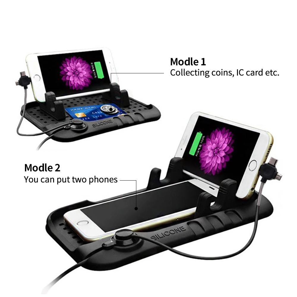 

Universal Adjustable Bracket car phone Holder Mounts With 3 in 1 Magnetic USB Cable Charging For iPhone 5 6 7 xiaomi Samsung GPS
