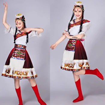 

Modern chinese folk dance costume for Women Long sleeves and short sleeve traditional dance dress costumes Outfits