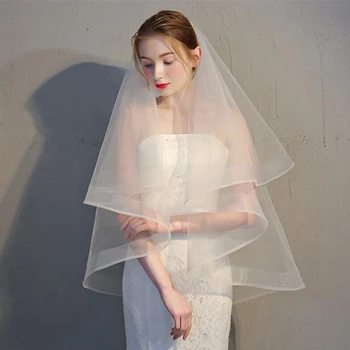 

Simple Two Layers Short Tulle White Wedding Veils White Wedding Women Veils for Mariage Wedding Accessories Comb