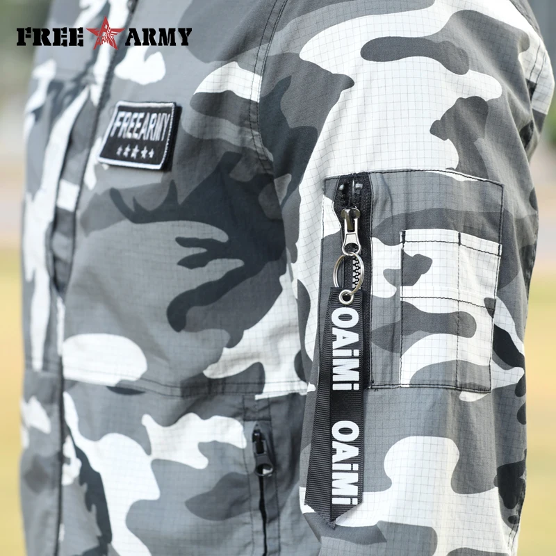 FreeArmy Новая модная куртка мужская одежда камуфляжные военные куртки и пальто Мужская тонкая верхняя одежда хип-хоп куртка-бомбер камуфляжная Мужская