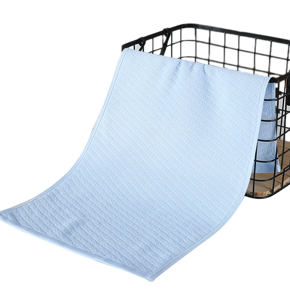 2шт половик, ручные полотенца для уборки лица, чистые хлопчатобумажные полотенца, мягкие хлопковые пляжные полотенца для ежедневных домашних принадлежностей 75*34 см - Цвет: Синий