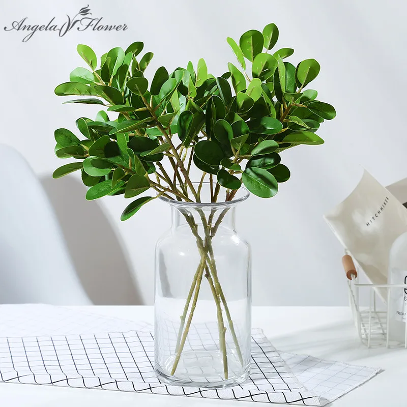 

45cm artificial flower Eucalyptus leaves Plastic real touch latex green Plant wall DIY wedding decor garden Christmas tree leaf