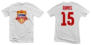 

New Fashion Mens Tops Cool O Neck T-Shirt Spain La Furia Roja Hero Tee Ramos Footballer Men T Shirt