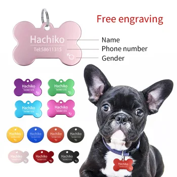 

YVYOO 1/pcs Personalized Dog ID Tags Aluminium Customized Pet Tag For Dog Cats Engraved Dog Tag Bone Dog Collar Pendant