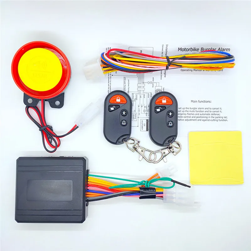 

1Set 12V Motorcycle Bike Anti-theft Security Alarm System Scooter 125db Remote Control Key Shell Engine Start Motorcycle Speaker