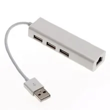 1 шт. USB Ethernet с 3 Порты и разъёмы USB концентратор 2,0 RJ45 Соединительная плата локальной компьютерной сети USB к Ethernet адаптеру для концентратор компьютера до 100 Мбит/с, белый цвет