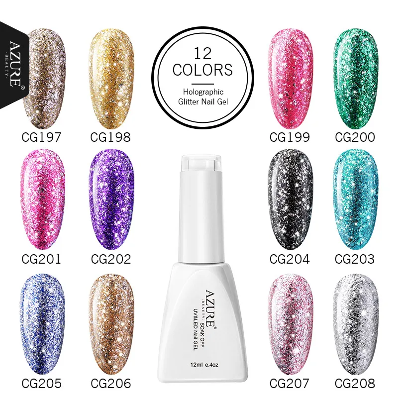 

Azure Beauty Nail Art Shining Glitter Starry Platinum Paint Gel Lacquer Nail Art Soak off Platinum UV LED Gel Nail Polish