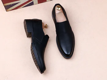 

Men's deodorant Pointed head Breathable shoes Fashion Business Men Casual Shoes Leather Soft Men's Retro British Style Shoes