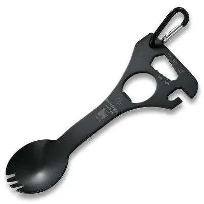 

EDC Extra Long model Outdoor Survival Multi Spoon + Fork + 3 Hex Heads Wrench + Bottle Opener + Carabiner Travel Kit