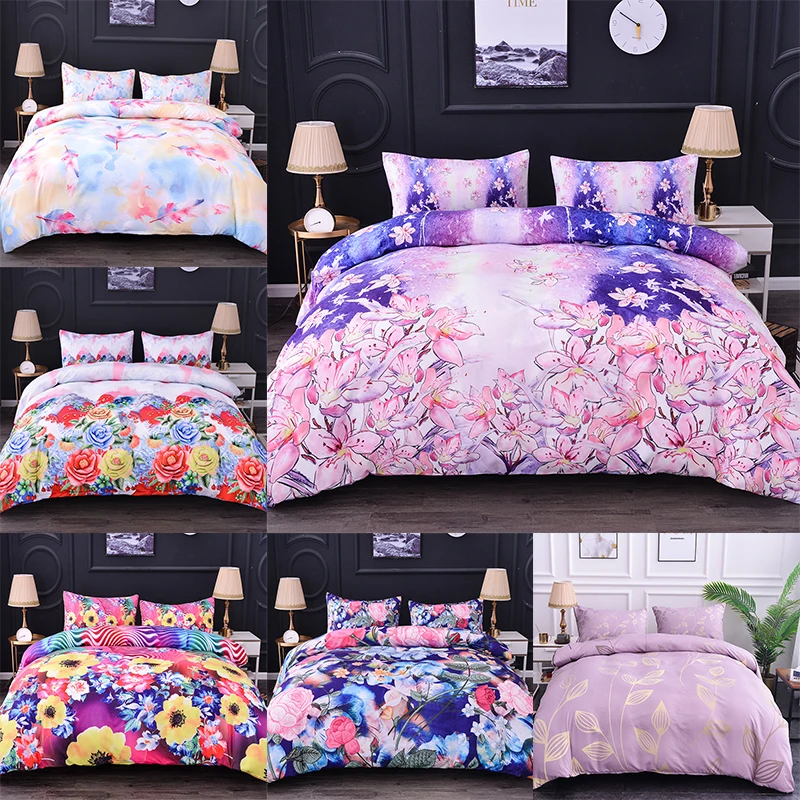 

Boniu 3D Flower Leaf Feather Pattern Duvet Cover For Mother Day Gift 2/3 pcs Oil Painting Bedding Sets Twin Size Pillow Cases