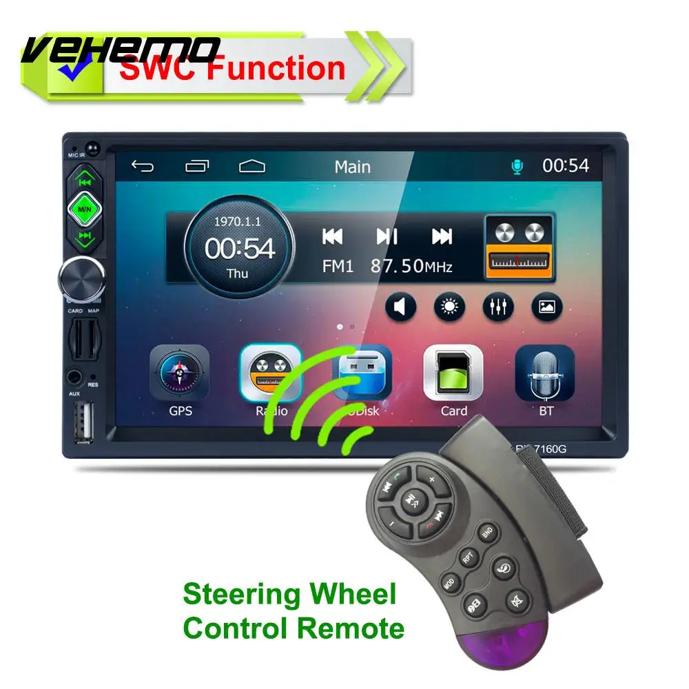 

VEHEMO FM/AM/RDS Steering Wheel Remote Control Support Rear View Charging Function Video Player Multimedia Player Radio