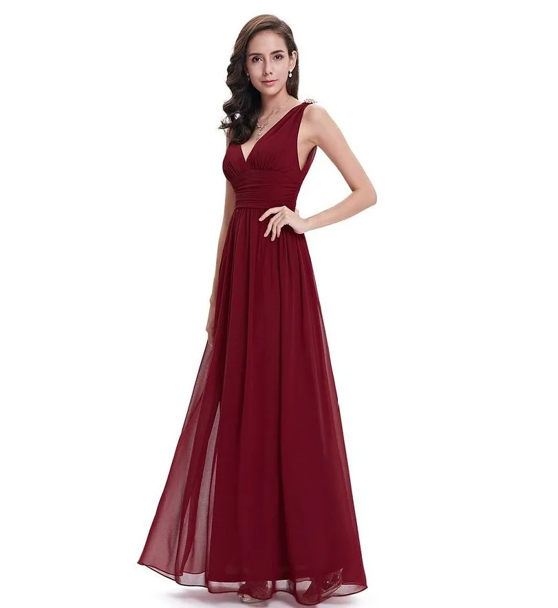 Vivian's Bridal 2018 однотонное длинное платье подружки невесты с v образным вырезом без