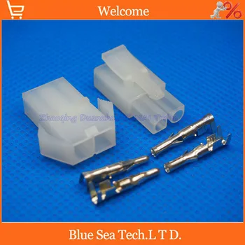 

20 sets L6.2-2P 2Pin port Terminal 6.2mm pitch Electrical Connector Kits Male Female socket plug for Car Free shipping
