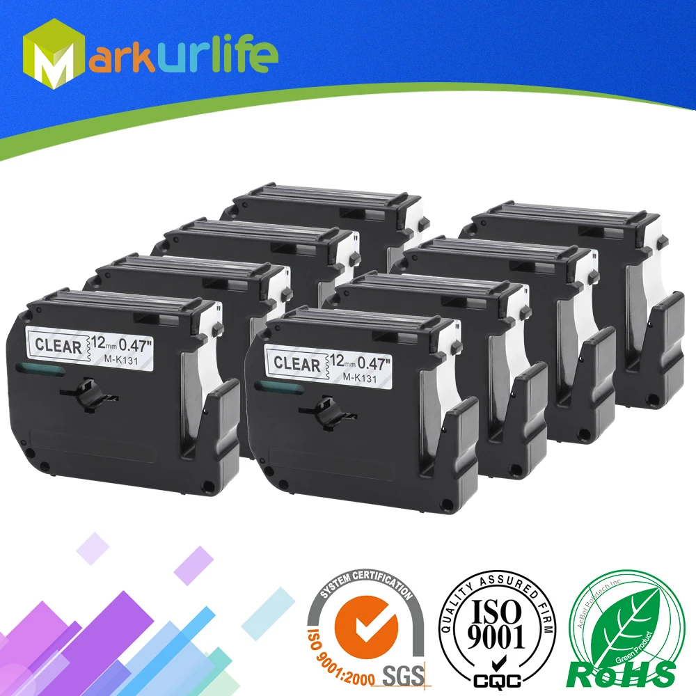 Markurlife 8 шт./партия 12 мм MK131 M-K131 черный на прозрачном совместимый для брата клей