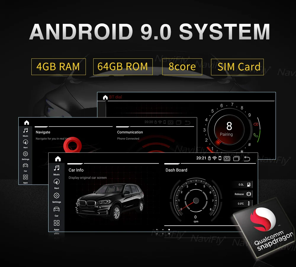 NaviFly Android9.0 8 ядерный 4 Гб ОЗУ 64 Гб ПЗУ Автомобильный мультимедийный видео плеер для BMW 7 серии F01 F02 2009- Автомобильный gps 4G SIM wifi