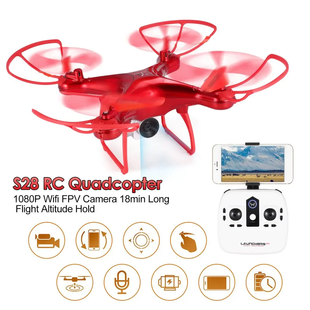 

S28 RC Drone 2.4G Selfie Quadcopter Aircraft with 720P HD Wifi FPV Camera Altitude Hold Headless 3D Flip 18min Mini Quadcopter