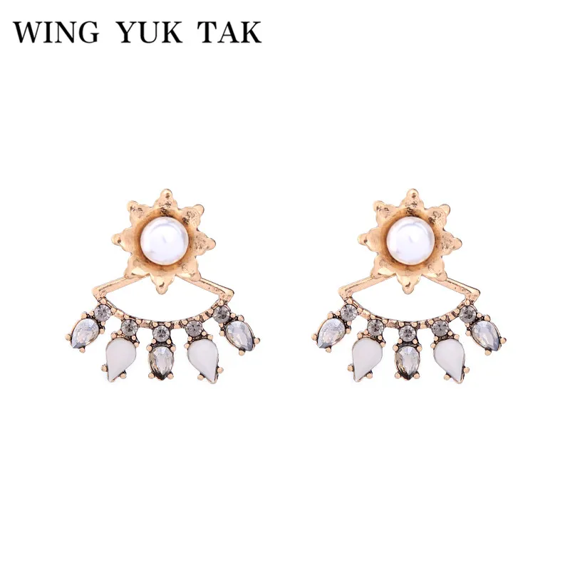 

Wing Yuk Tak Hot Sales Fashion Brand OL Jewelery Trendy Alloy Simulated Pearl Stud Earrings For Women Statement Brincos 2017