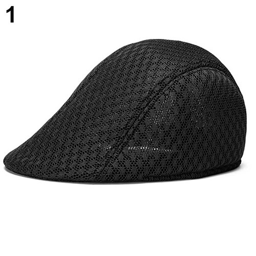 Унисекс Мода утка сетка солнце плоская кепка берет sboy Cabbie бейсбольная шляпа - Цвет: Black