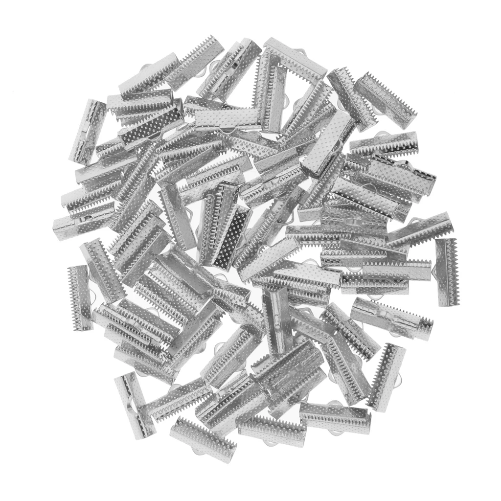 200pcs 20/13mm Dull Sliver Clamp Cord Crimp End Cap Tip Bracelet Connectors
