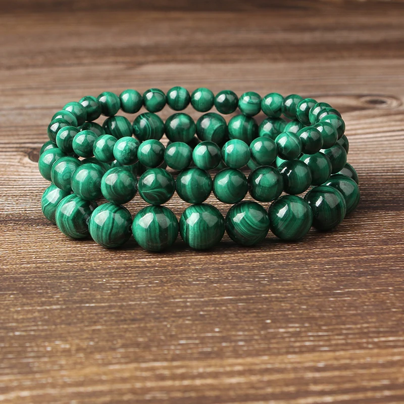 LanLi 8 мм модные натуральные ювелирные изделия зеленый малахитовые каменные бусы браслет быть пригодным для гламура rmen и женщин амулет