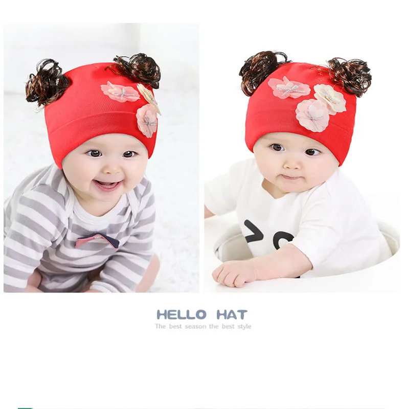 2018 New Autumn And Winter Gods Bear Baby Wig Hat Female Curly Hat Baby Cap Princess Hat Comfortable Hat ACI95 (7)