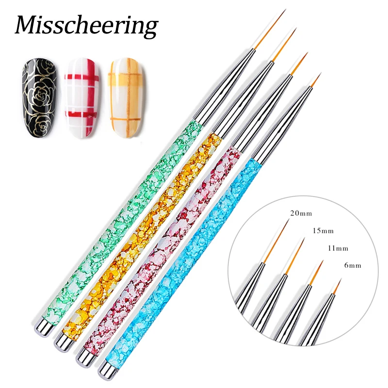 

4 Style Nail Art Acrylic Liner Gird Stripes Brushes Marble Printed Gradient UV Gel Polish Painting Pen 3D DIY Tips Manicure Tool