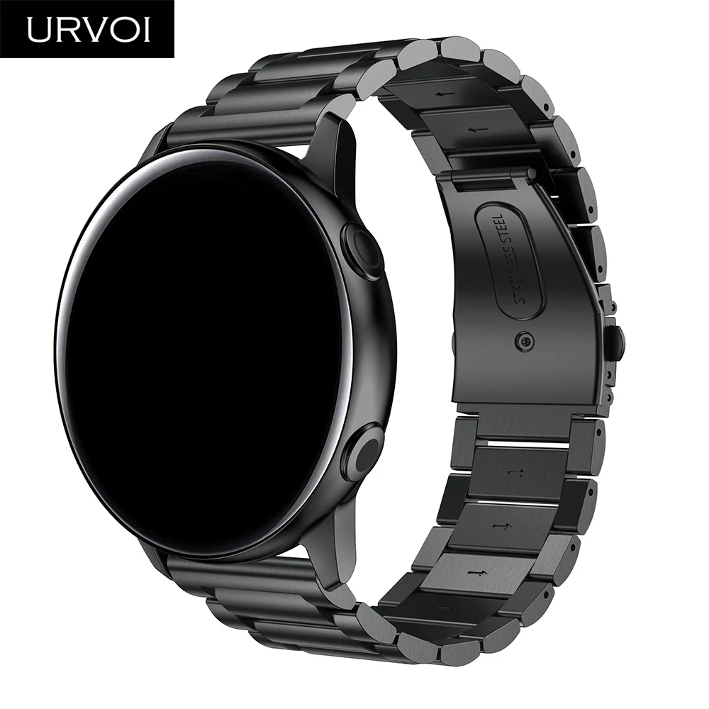 URVOI ремешок из нержавеющей стали для Galaxy Watch Active 42 46 мм, 3 ряда, откидная застежка, быстросъемный прочный ремешок на запястье