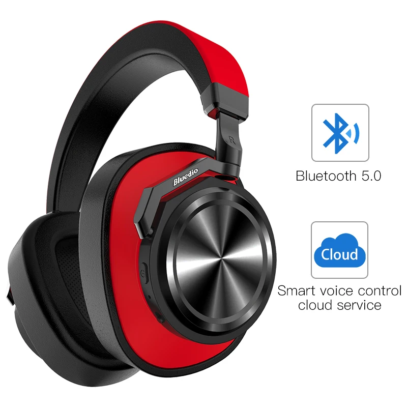 Bluedio T6 Active Шум Отмена наушники Беспроводной Bluetooth гарнитура с микрофоном для телефонов и музыка - Цвет: Red BT 5.0 Cloud