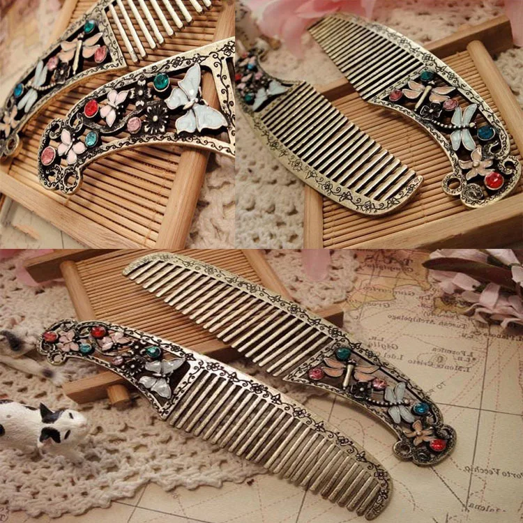 

Fancyqube Charming Hair Styling Tools Exquisite Floral Hair Comb With Butterfly Dragonfly Image Hair Accessrioes