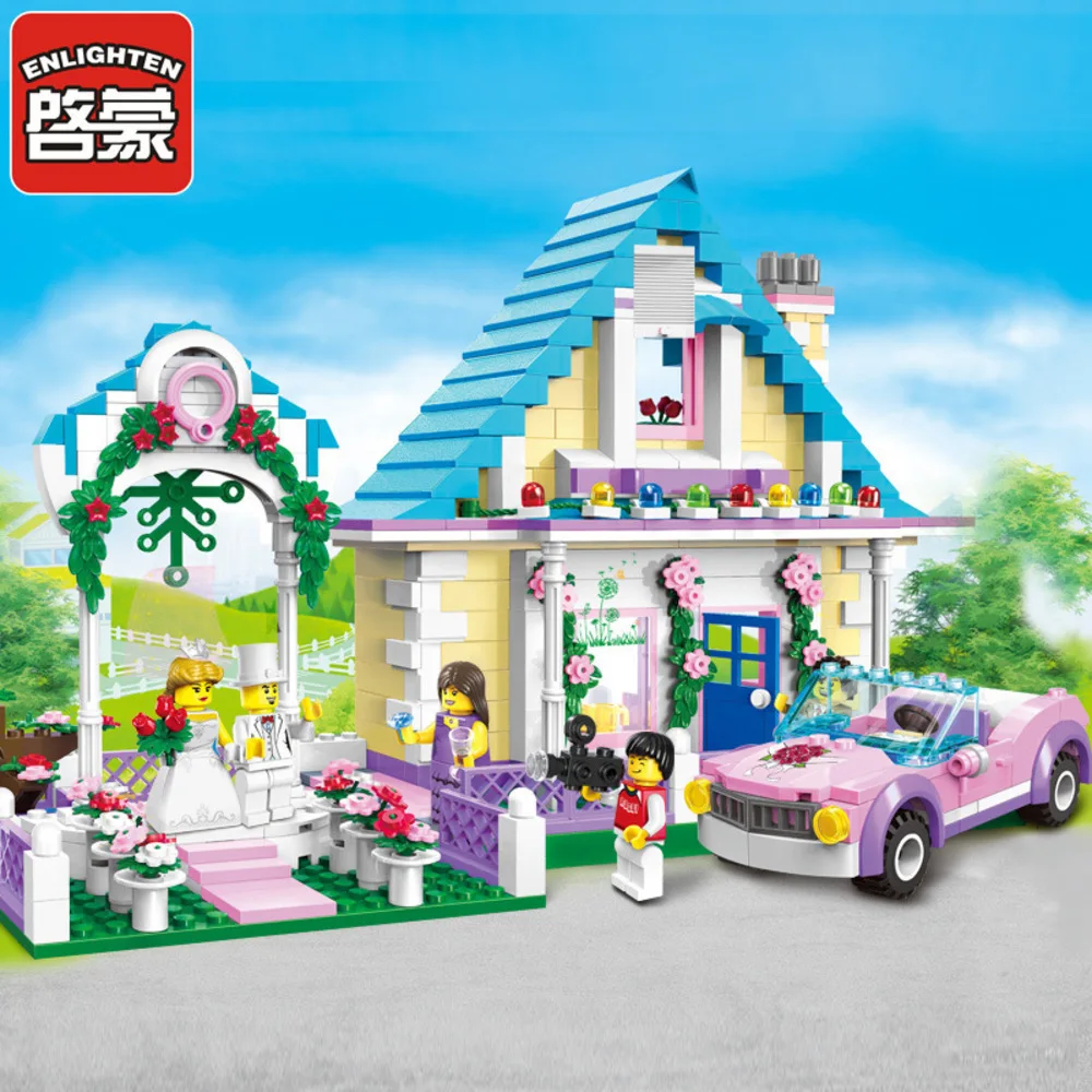 2017 просвещения город серии Розовая мечта брак номер автомобиля Building Block Устанавливает Кирпичи игрушки подарок для детей, совместимых с