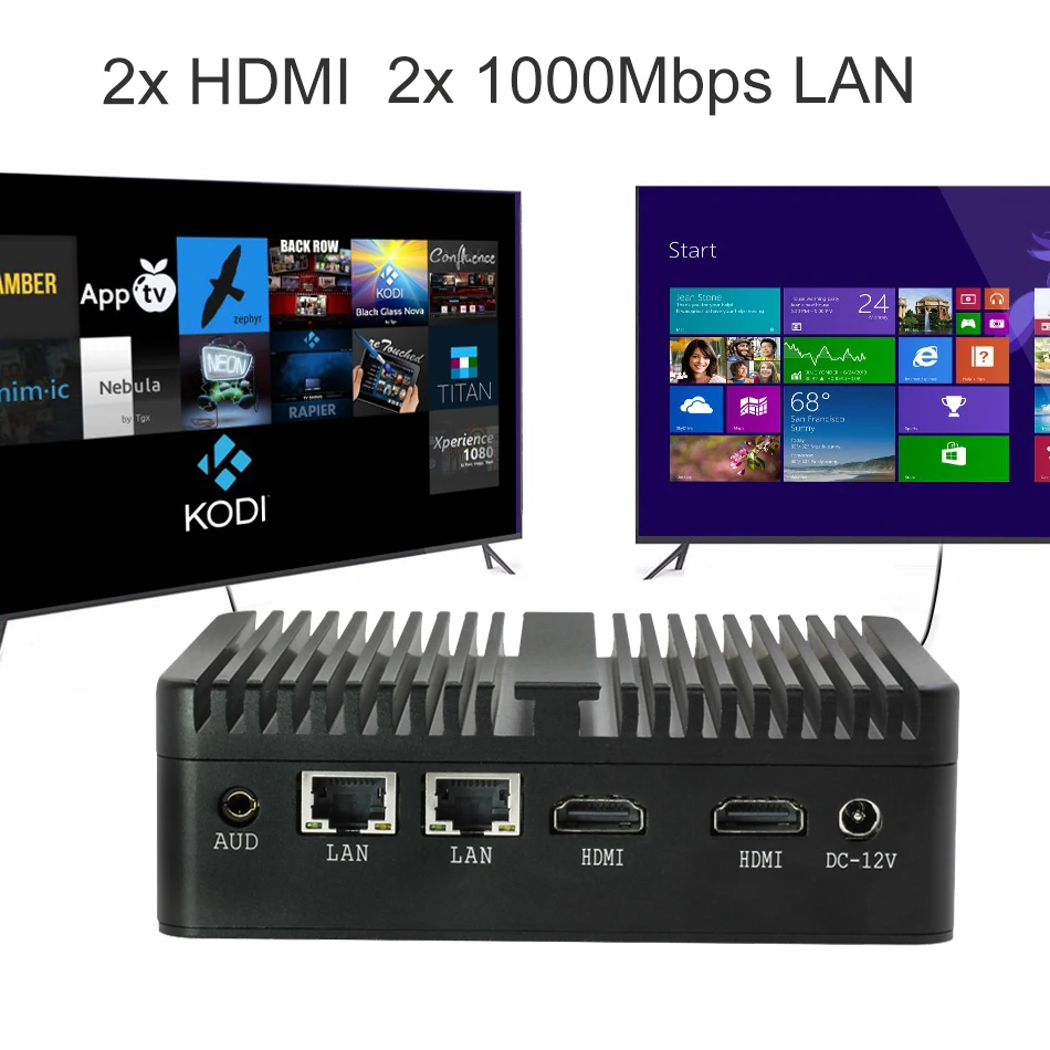 Безвентиляторный мини ПК Celeron 2955U Dual LAN Windows 7 Мини компьютер Nuc Настольный 2* HDMI 2* COM офисный ПК DDR3 ram HDD HTPC