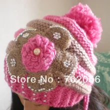 Зимняя мешковатая шапка тамбурной вязки шапочки тамбат Барет ручной работы женские смешанные цвета 11 шт./партия#3451