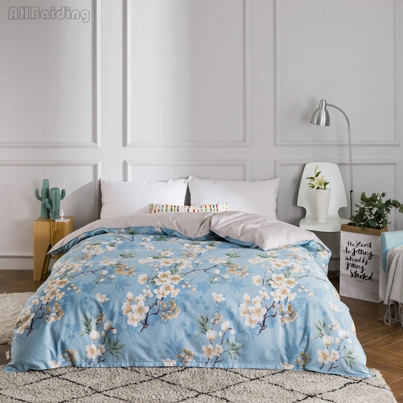 

Home Textile Pastoral White Pear Flower Printing Duvet Cover Cotton Material Quilt Cover with Zipper Twin Full Queen King 4 Size