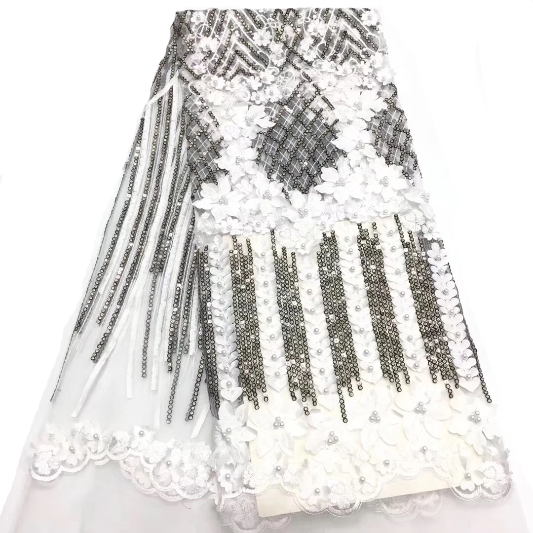 5yards Fancy lace embroidery design mesh fabric nigerian net dp | Дом и сад