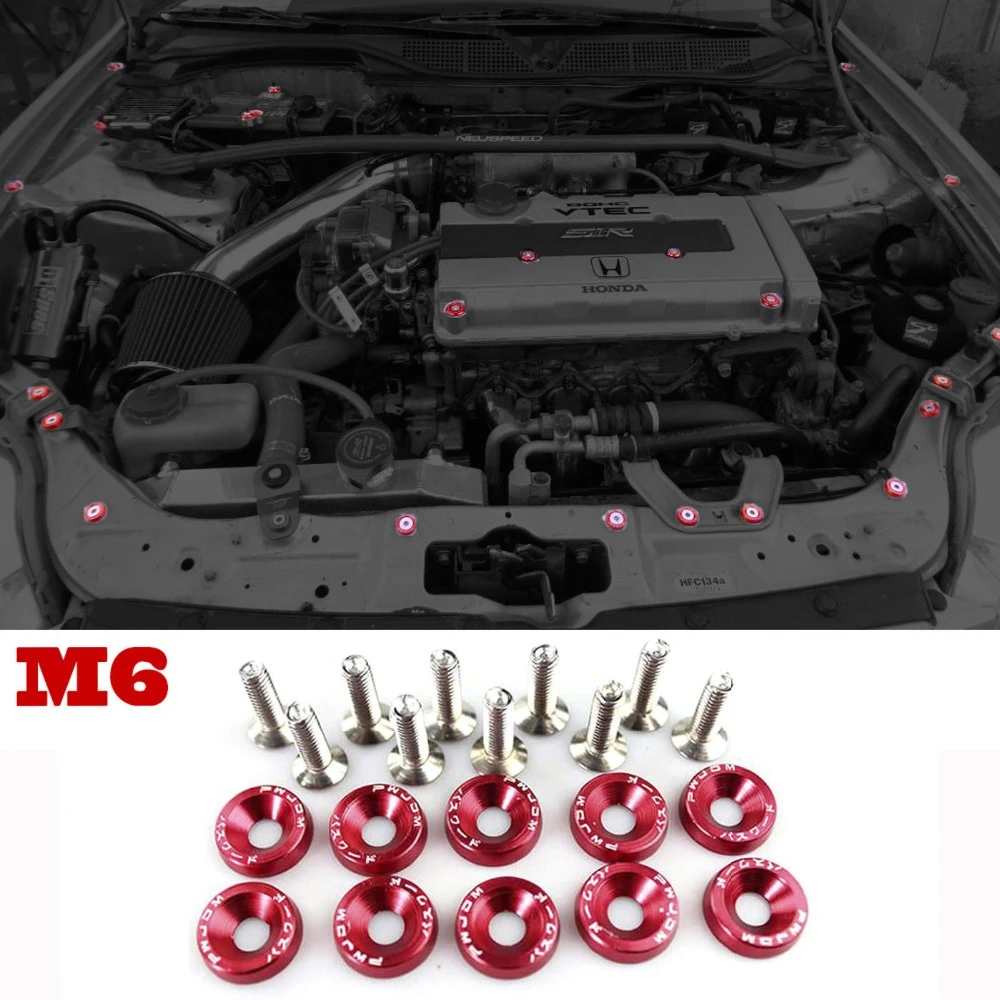 20pcs Car Motorcycle Black M6 Fender Bumper Washer Bolt Set
