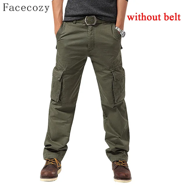 Facecozy Мужские осенне-зимние уличные спортивные походные брюки, мужские ветрозащитные многокарманные походные износостойкие брюки-карго - Цвет: army green