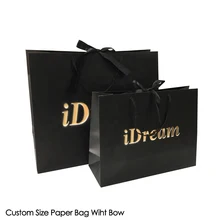 Пользовательских поводок с принтом ручки Роскошный розничный подарок шоппинг низкая стоимость бумажный мешок с лентой галстука-бабочки
