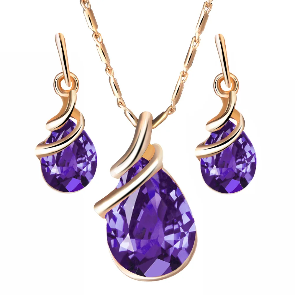 WKOUD сплава кристалла ожерелье серьги комплект 3 цвета jewellery наборы для женщин